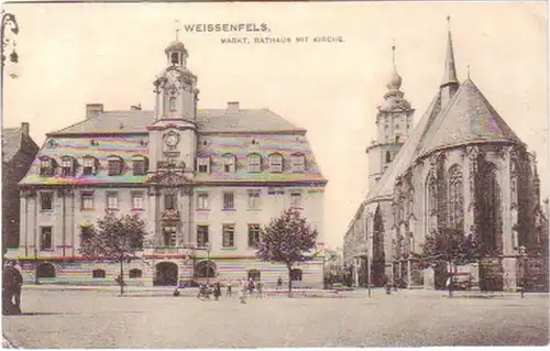 27116 Ak Weissenfels Markt, Hôtel de ville avec église 1911