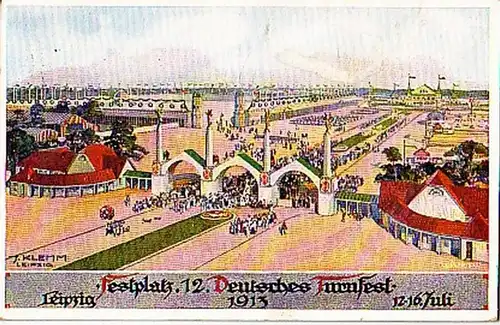 27107 Ak Festplatz 12. Dt. Turnfest Leipzig 1913