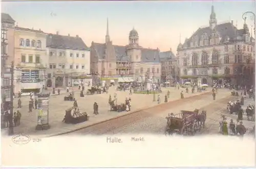 27099 Ak Halle au marché de Saale avec des magasins vers1900