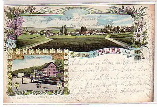 27050 Ak Lithographie Gruß aus Taura in Sachsen 1910