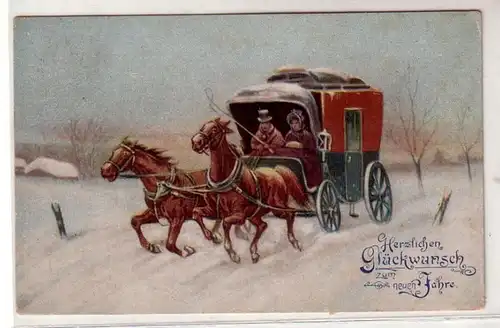 27049 Nouvelle année Ak diligence de cheval en hiver 1918