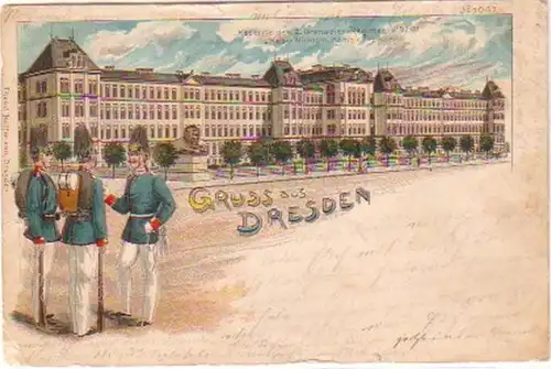 27000 Ak Lithographie Gruß aus Dresden Kaserne 1900