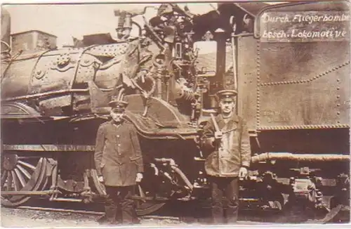 26996 Photo Ak Locomotive avec coup d'avion 1ère guerre mondiale