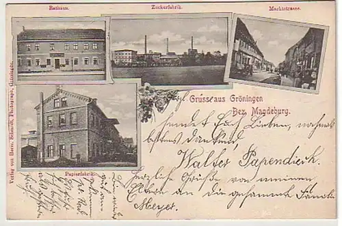 26933 Mehrbild-Ak Gruß aus Gröningen Bez. Magdeburg 1903