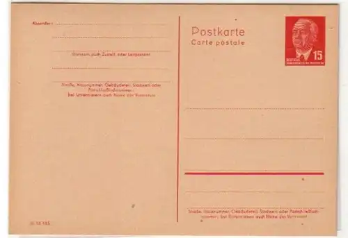 26923 Carte postale complète avec 15 Pfennig Wilhelm Pieck