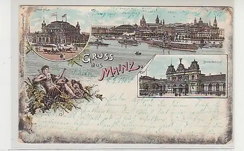 26914 Ak Lithographie Gruss aus Mainz 1900
