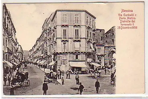26906 Ak Messina Via Garibaldi e Porta Marina vers 1920