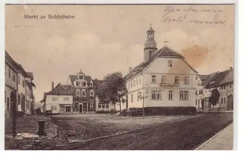 26827 Ak Markt zu Schlotheim mit Ratskeller 1915