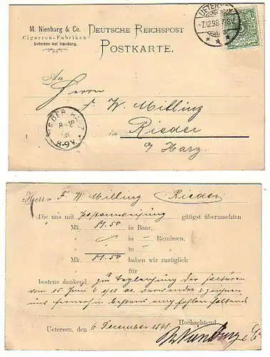 26803 Publicité Carte Cigarren Usinage Uetersen 1898