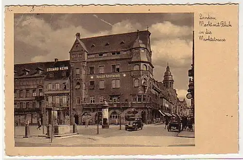 26765 Ak Landau Markt m. Blick in die Marktstrasse 1940