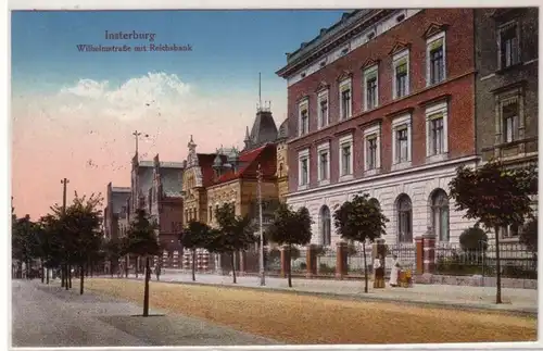 26679 Ak Insterburg Wilhelmstraße avec Reichsbank 1916