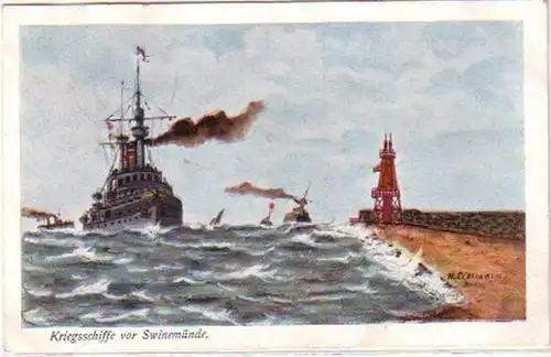 26670 Feldpost Ak navires de guerre devant Swinemünde 1916