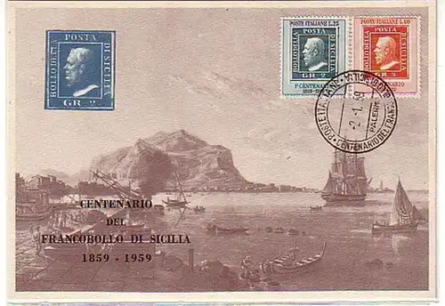 26621 Ak Palerme Sicile Timbres Exposition 1959