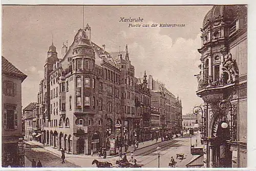 26502 Ak Karlsruhe Partie aus der Kaiserstraße um 1915