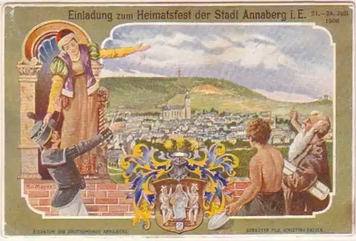 26488 Ak Lithographie Heimatfest Stadt Annaberg 1906