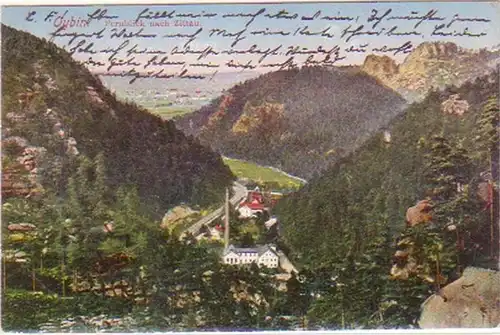 26427 Ak Oybin Fernblick nach Zittau 1913