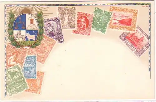 26419 Briefmarken Ak Lithographie Uruguay um 1900