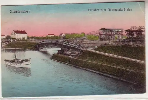 26414 Ak Mariendorf Einfahrt zum Gasanstalts-Hafen 1911