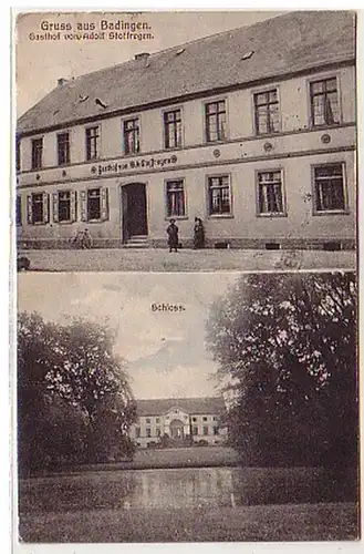 26406 Ak Gruss aus Badingen Gasthof u. Schloss 1920