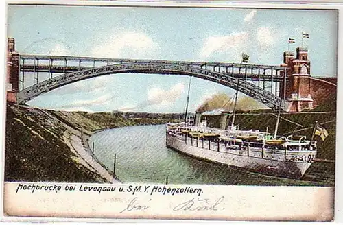 26368 Ak Hochbrücke b. Levensau S.M.Y. Hohenzollern 1907