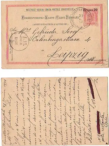 26311 GS Autriche Post Turquie Constantinopel1893