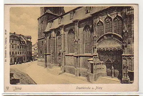 26295 Ak Jena Stadtkirche und Platz um 1910