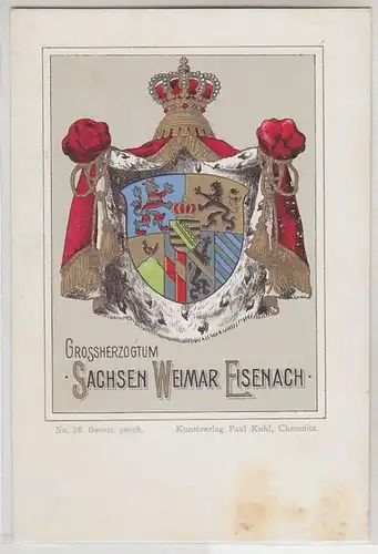 26255 Armoiries Ak Lithographie Grand-Duché de Sachsen Weimar Eisenach vers 1900