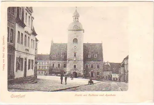 26245 Ak Querfurt Markt mit Rathaus und Apotheke 1908