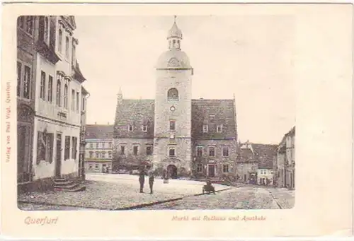 26245 Ak Querfurt marché avec hôtel de ville et pharmacie 1908