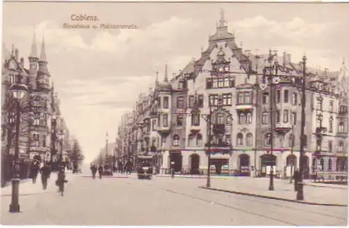 26163 Ak Coblenz Rizzahaus & Mainzerstraße vers 1910