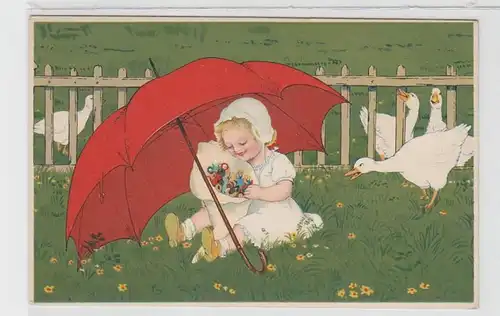26131 Ak enfant sous parapluie en s'ennuyant vers 1910