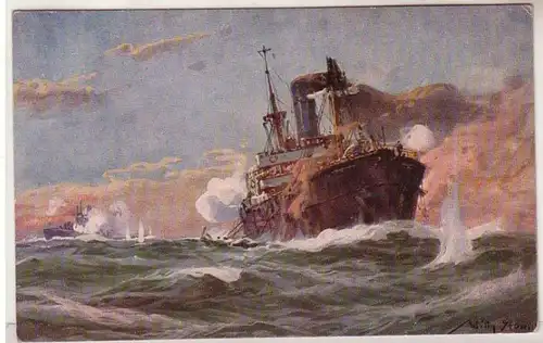 26099 Ak Sous-marin allemand en combat avec un navire commercial armé 1917