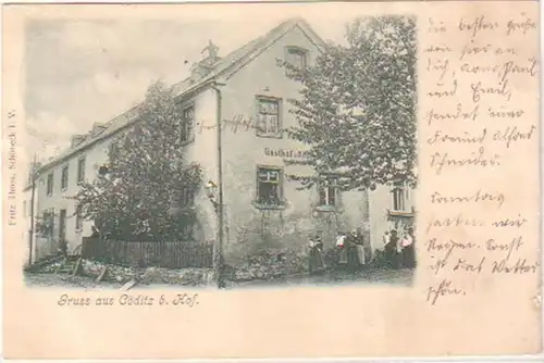 26082 Ak Salutation de Caditz b. Hof Gasthof 1907
