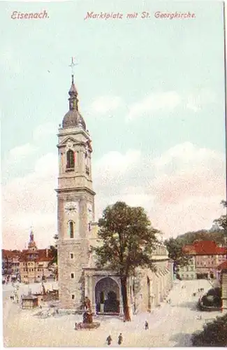 26070 Ak Eisenach Marktplatz m. St. Georgkirche 1916