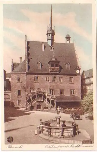 26064 Ak Pössneck Rathaus u. Marktbrunnen um 1920