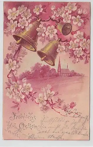 26053 Oster Präge Ak Blütenzweige Glocken 1901