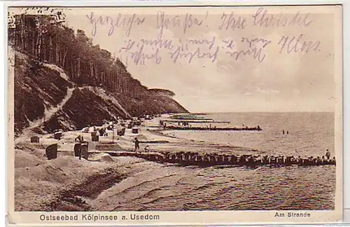 26000 Ak Balte balnéaire de Kölpinsee sur Usedom am Strand 1929