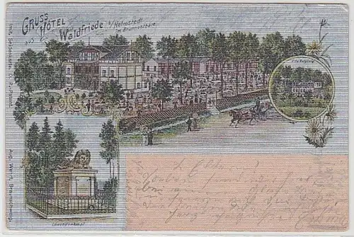 25985 Carte de soie Gruss de l'hôtel Waldfriede près de Helmstedt dans le puits thale 1903