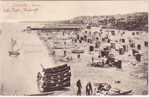 25980 Ak Zinnowitz plage avec bateaux 1908