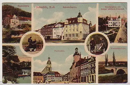 25972 Mehrbild-Ak Schmölln Bahnhofsplatz usw. 1913