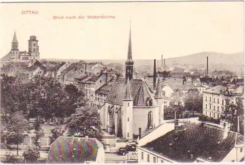 25913 Ak Zittau Blick nach der Weberkirche 1911