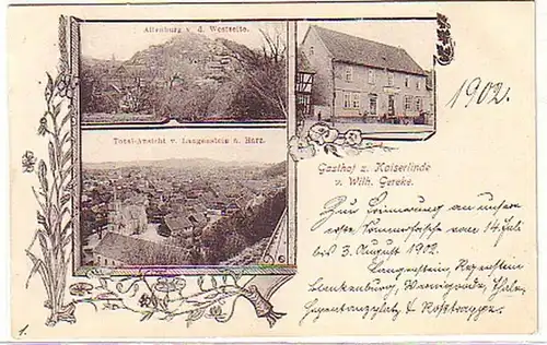 25897 Multi-image-Ak Langenstein a. Harz Gasthof etc. 1902