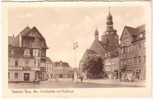 25889 Ak Hettstedt Place du marché avec hôtel de ville vers 1940