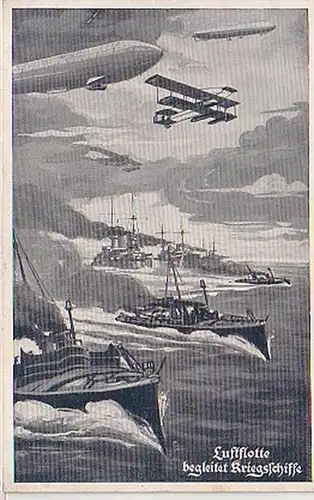 25839 Ak Zeppelin Aviateur accompagne des navires de guerre
