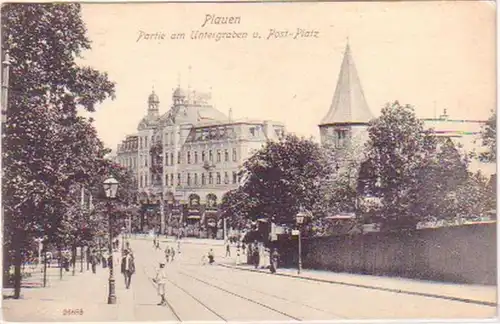 25837 Ak Plauen Partie am Untergraben & Postplatz 1910