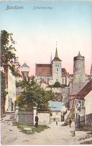 25822 Ak Bautzen Scharfensteg 1908
