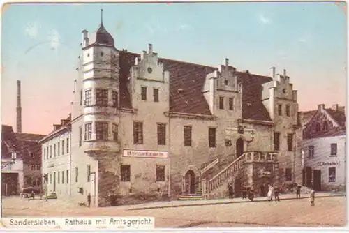 25741 Ak Sandersleben Rathaus mit Amtsgericht 1916