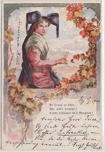 25739 Wein Ak Lithographie Deutscher Wein 1900