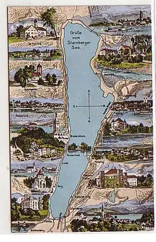 25702 Ak Salutation du lac de Starnberg vers 1910