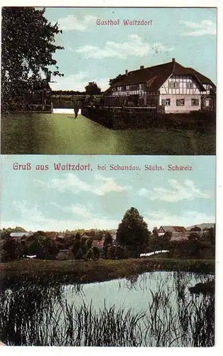 25692 Ak Salutation en Waitzdorf Gasthof, etc. 1908